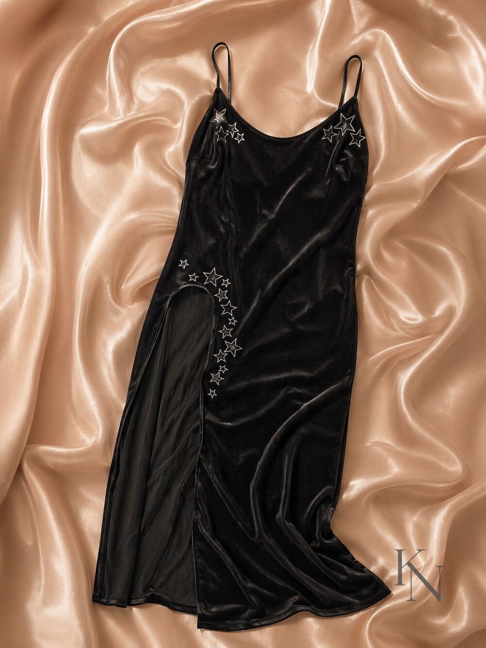 Victoria’s Secret Starstruck Velvet Slip Dress – XXL | Black Embellished